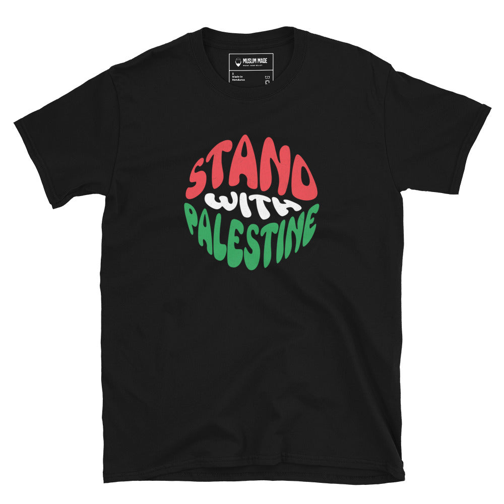 Stand with Palestine T-Shirt in black – Islamic apparel from Muslim Made