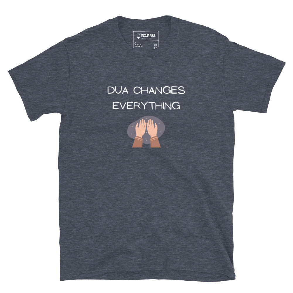 Dua Changes Everything T-Shirt in heather navy – Islamic apparel from Muslim Made